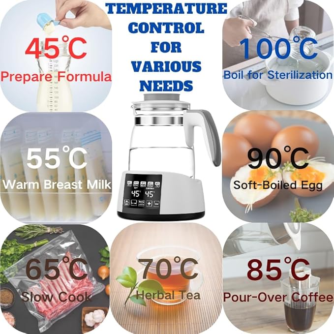Baby Bottle Warmer,Electric Kettle Water Warmer,Temperature Control Kettle,Formula Water Warmer Temperature Control, Multi-Temperature Control for Formula, Breastmilk, Tea, Coffee, Sterilizer