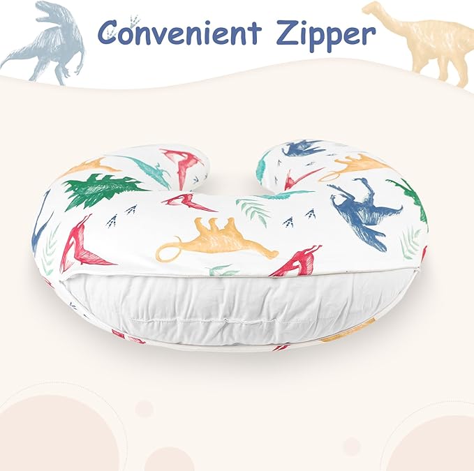 Hooyax Nursing Pillow Covers 2 Pack - Ultra Soft & Stretchable Breastfeeding Pillow Slipcovers, Adorable Cover for Infant Feeding Pillow, for Most Standard Pillows (Dinosaur)