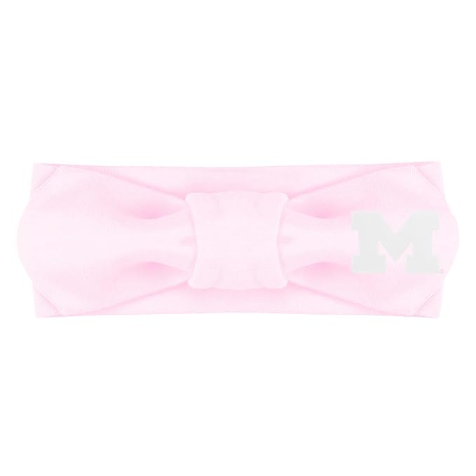 Creative Knitwear Michigan Wolverines Infant Girls Pink Solid Hair Knot Headband Embroidered Logo - Size Newborn - 4T