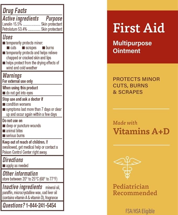 A+D First Aid Ointment, Multipurpose Dry Skin Moisturizer and Skin Protectant, 1.5 Oz (Pack of 3)