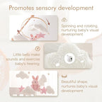 EERKEOD Baby Crib Mobile Bunny Nursery Mobile for Boys Girls Teddy Velvet Mobile Nursery Decor for Infant Bedroom Hanging Baby Mobile for Bassinet Newborn Baby Gift（Pink Bunny）