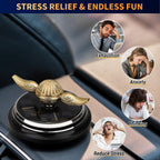 Car Air Freshener, Car Solar Energy Golden Fidget Spinner Toy with Swinging Wings for Car Interior Car Rotation Decoration Accessories, Powered by Sunshine Spinning Top Anxiety Gift for Men Boyfriend