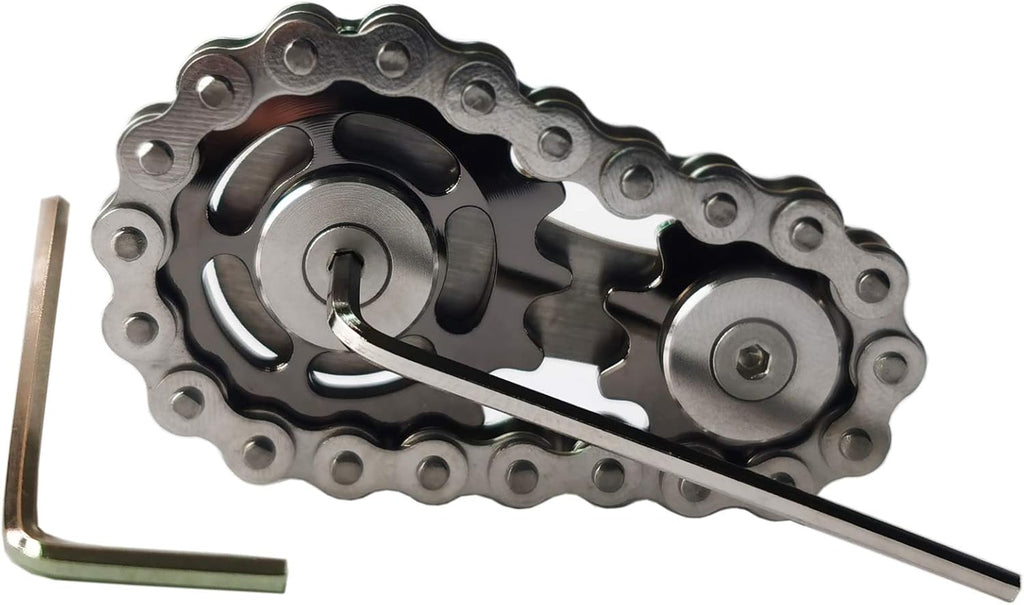 Sprocket Fidgets Chain Stainless Steel Fidget Cube Gears Linkage Bike Chain Novelty Fidget Block Kinetic Desk Toy Metal EDC Focus Meditation Break Bad Habits ADHD (Gunmetal)