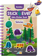 Stick4Ever Jelly Sticker Book - for Kids - Waterproof, Easy to Clean Jelly Stickers for Kids - Reusable Sticker Book for Toddlers with 50 Pcs of Reusable Stickers (Vehicles)