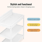 Dream On Me Avery Changing Table in White – JPMA Certified, Multiple Spacious Storage Shelves, Compact Slim Space-Saving Design, Water-Based Non-Toxic Finish