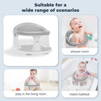 Baby Bath Seat-for Babies 6 Months & up with Temperature Alert+Soft Cushion+Suction, Toddler Bath Seat for Baby, Sitting Up with Baby Bathtub Seat, Grey