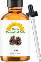 Sun Essential Oils: Pine Essential Oil 4 oz with Dropper for Diffuser, Skin, Aromatherapy Massage, Humidifier, Forest Pine Scented Oil for Candle, Lotion & Soap Making, Room Fragrance