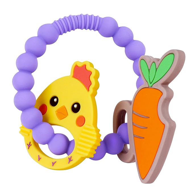 Teething Toys, Cute Easter Egg & Hen Colorful Teetning Toy Baby Toy 0-6 Months Infant Teething Toy, Baby Easter Birthday for Baby Teething Toy with Egg Toys