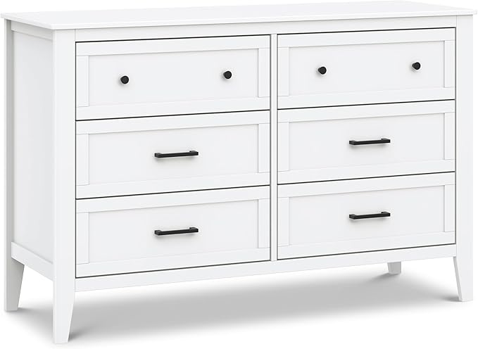 DaVinci Beau 6-Drawer Dresser in White, GREENGUARD Gold Certified, Easy Assembly