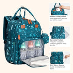 BabbleRoo Diaper Bag Backpack - Baby Essentials, Travel Essentials Baby Bag with Changing Pad, Stroller Straps & Pacifier Case - Unisex, Dino