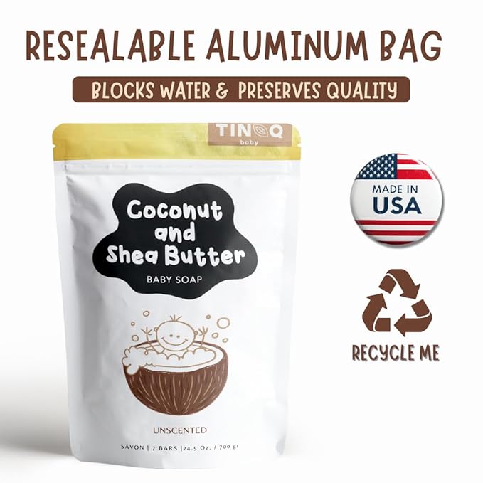 Unscented Baby Soap Bar for Sensitive Skin | Only 7 Ingredients | Gentle Face & Body Wash for Babies, Toddlers, Kids & Adults | Organic and Natural | 7 Bars - Big Value Bundle