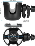 Accmor Stroller Cup Holder with Phone Holder, Bike Cup Holder, Universal Cup Holder for Uppababy Nuna Doona Strollers, 2-in-1 Cup Phone Holder for Stroller, Bike, Wheelchair, Walker, Scooter