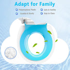 Toddler Toilet Seat with Potty Training Seat Round 16.5inch, 2 in 1 Toilet Seat for Family Built-in Baby Seat Removable, Soft Close + Easy Clean, PP Safe Material, Blue