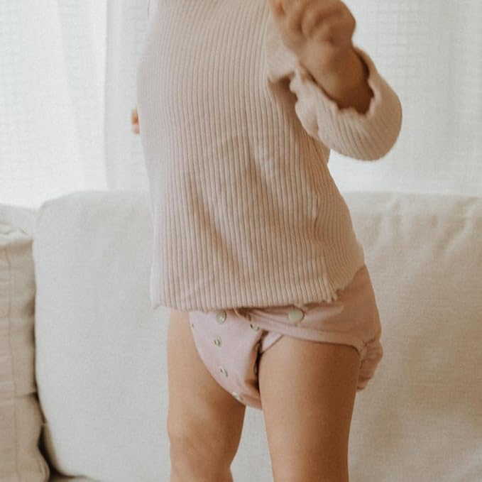 Nora's Nursery Cloth Diaper Cover, Reusable Cover with Snap Closure, Shell for Prefold, Flat, or Fitted Inserts, Includes Wet Bag - Ballet Slippers