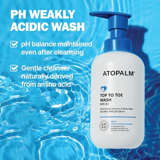 ATOPALM Top to Toe Baby Wash & Shampoo, Sulfate-Free, pH Balanced, Head to Toe Bath, 10.1 Fl Oz, 300ml
