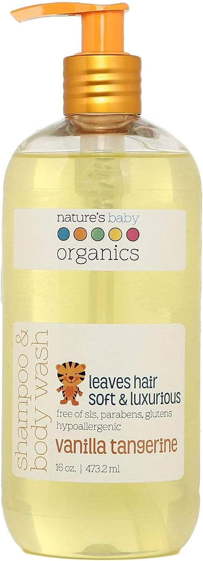 Nature's Baby 3 in 1 Baby Shampoo, Body Wash and Face Wash, Formulated for Problem and Sensitive Skin, No Sulfate or Artificial Fragrances, Vanilla Tangerine, 16 oz