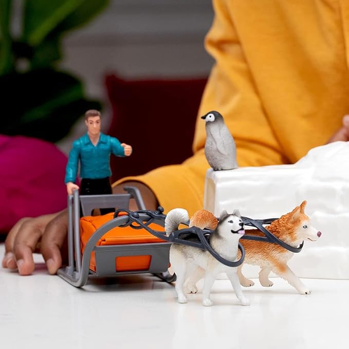 Schleich Wild Life - 19PC Antarctic Expedition Playset with Penguin, Dog Figurines, Action Figure and Accessories - Actic Animal Imaginative Play Set for Kids Ages 3+