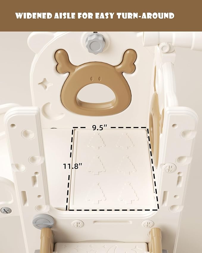 XJD 7 in 1 Toddler Slide, Kids Indoor Slide for Toddlers 1-3, New Upgrade with Golf, Basketball Hoop for Indoor Outdoor Playset,Toddler Playground (White Brown)