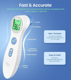 Forehead Thermometer for Adults and Kids, Digital Touchless Thermometer for Baby, Infants and Toddlers, 3 Color Fever Alarm, 1s Fast Accurate Reading, Non Contact