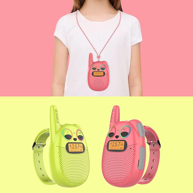 Qniglo Walkie Talkies for Kids Rechargeable 3 Pack, Christmas Birthday Gifts for Girls Age 3-12, Kid Walkie Talkie with FM Radio, Outdoor Camping Games, Spy Toys for 4 6 7 8 9 Year Old Boys Toddler