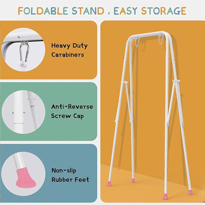 2 in 1 Baby Jumper with Toddler Swing, Baby Jumpers and Bouncers,Indoor Outdoor Toddler Swing Set（Pink）