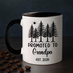 Personalized Grandpa EST 2026 Accent Mug Gift For New Grandad Grandfather, Customized Promoted To Grandpa White Coffee Mug 11 Oz 15 Oz, Pregnancy Announcement Travel Cup Gift For Pawpaw From Family