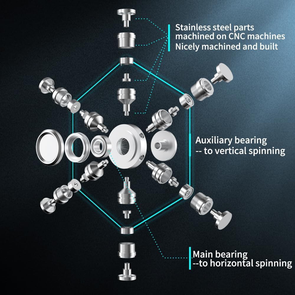 Metal Fidget Spinner Toy Stainless Steel, Horizontal and Vertical Can Rotate Spins, Precision Durable Bearing High Speed Spin 3-4 Min, EDC Focus Anxiety Stress Relief for Adults