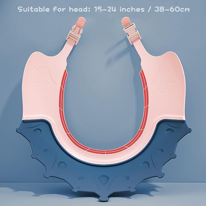 Baby Shower Cap Shield, Shower Cap for Kids, Visor Hat for Eye and Ear Protection for 0-9 Years Old Children, Cute Crown Shape Makes The Baby Bath More Fun(Blue)