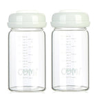 COMI Wide Neck Glass Breastmilk Collection n Storage Bottle, 6oz with Screw Ring Sealing Disk; Re-markable Sealing Disc. BPA Free, Fits Breast Pumps & Nipples (2 Pack Gray Lids)