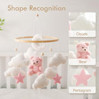 EERKEOD Baby Crib Mobile Bear Nursery Mobile for Boys Girls Teddy Velvet Mobile Nursery Decor for Infant Bedroom Hanging Baby Mobile for Bassinet Newborn Baby Gift（Pink Bear）