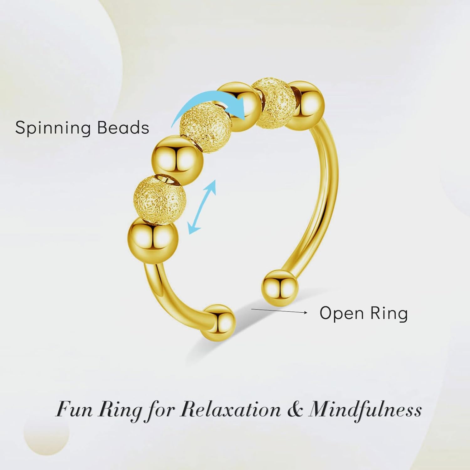 INFUSEU Funny Spinner Fidget Rings for Women Girls Anti Anxiety Stress Worry, Adjustable Size