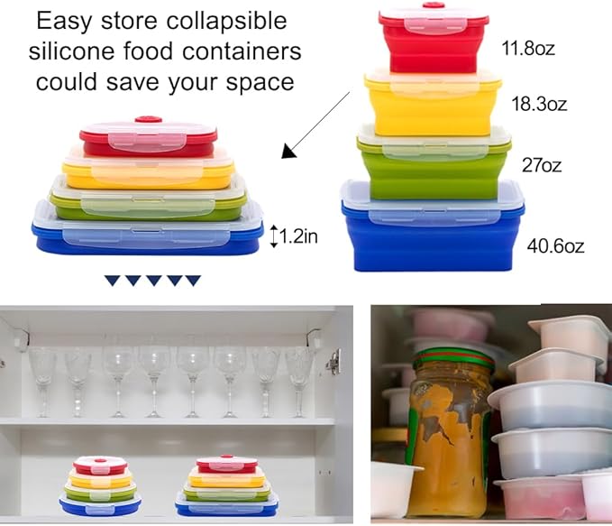 Collapsible Silicone Food Storage Container Set (MULTI COLOR)