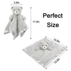 Bear Security Blanket Soft Minky Baby Lovey Animal Plush Blanket Unisex Lovie Gift for Toddler, Boys and Girls, 13.5 Inch (Grey)