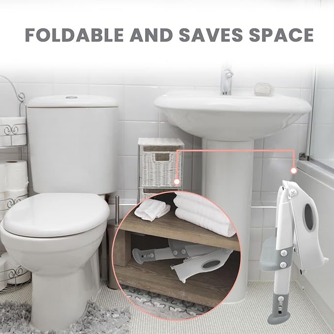 Lulyboo Potty Training Seat & Step Stool with Ladder for Toddlers - Adjustable Non-Slip Seat with Splash Guard, Built-in Handles, and Tracking Chart - Stress-Free and Comfortable Potty Training