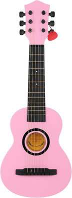 23" Acoustic Guitar, Kids 6 String Toy Guitar - Realistic Steel Strings - Beginner Practice First Musical Instrument for Children, Toddlers (Pink)