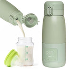 Portable Bottle Warmer for Travel - Super Fast Charging & 5-Min Heating for Breast Milk, Formula & Water, 17oz Large Capacity, Baby Flask for Vehicle Car Airplane Journey (350ML)