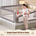 3-Piece King Size Bed Rail for Toddlers - Height Adjustable Baby Bed Rail Guard with Headboard Rod,Safety Bed Rails for King Size Bed with Child Lock(78.74x78.74x74.8 Inch)