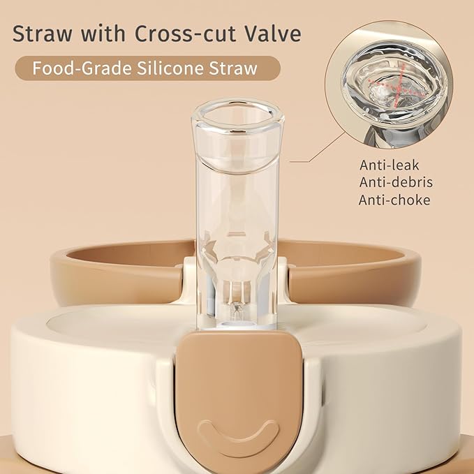 Evorie Tritan Spill Proof Toddler Straw Sippy Cup, 10 oz for Baby and Toddlers 1-3 Years Old, No Spill Straw Water Bottle with Removable Handles, Ideal for School, BPA-Free, Choco Car (NEW)