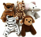 Suede Jungle/Zoo Animals, Assorted Suede Plush Jungle Animals (12 Piece Set)