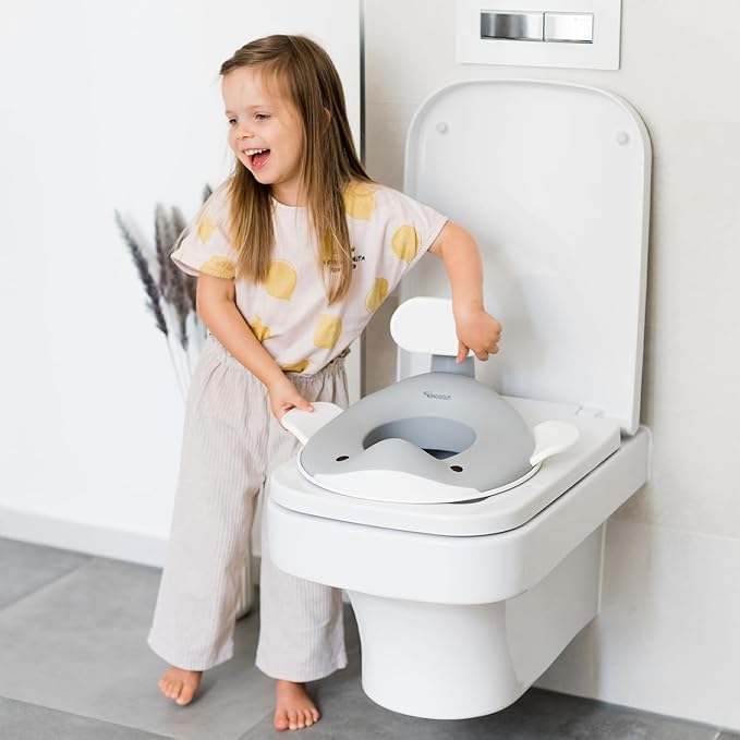 Kindsgut Potty Training Seat in whale design, designed in Germany, suitable for all toilet shapes non-slip toilet seat, Dark Grey