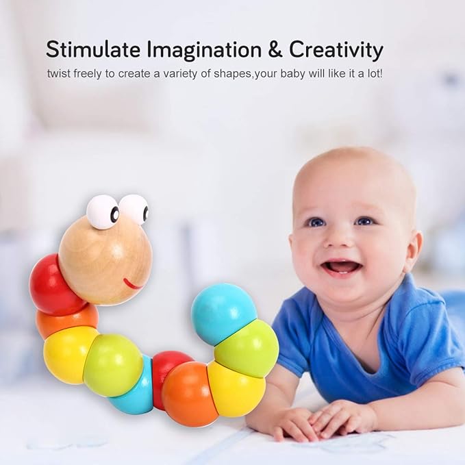Baby Toys 6 to 12 Months, 12-18 Months, 3-6 Months Developmental, Tummy Time Toys Crawling Toys - Infant Toys - Caterpillar Twisting Baby Boy and Baby Girl Toys (2 Pack) (Rainbow)
