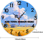 Generic Custom Wall Clock Personalized Picture Hanging Time Clocks Silent Non Ticking Round Decoration for Kitchen Creative, 12x12Inch