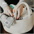 Parker Baby Rope Diaper Caddy Organizer - Nursery Storage Bin and Car Organizer for Diapers and Baby Wipes - Diaper Organizer for Baby Essentials, Baby Shower Gifts - White