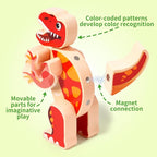 Wooden Take Apart Dinosaur Blocks Playset,Magnetic Dinosaur Building Toys,STEM Montessori Educational Fine Motor Skill Learning Birthday Gift for 3 4 5 6+ Years Old Boy Girl Kids