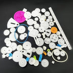 Electric DC Motor Kit, 6 Set 131 PCS Small Motors Kit, with 85 Plastic Gears Kit, Shaft Propeller, Plastic Wheels, 2 x AA Battery Holder, STEM Engineering Set for DIY Science Projects