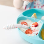 Bumkins Toddler Utensils, Kids Size Fork and Spoon Set, Silicone and Stainless-Steel Training Silverware, Angled Forks/Sporks Feeding, Children Hold Learning to Eat, 18 Mos Up, Vanilla Sprinkles