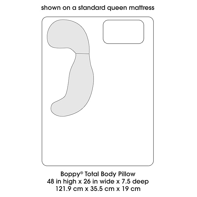 Boppy Total Body Pregnancy Pillow with Organic Cotton, Easy-on Removable Cover in Biscuit for Full-Body Support, Body Pillow for Pregnancy and Postpartum Positioning