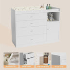 Nursery Dresser Changing Table Dresser with Changing Table Top Baby Diaper Changing Station with 5 Drawers for Infants Chest Storage Changing Station Nursery Organizer,White
