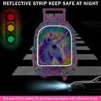 gxtvo Girls Rolling Backpack, Cute Unicorn Roller Wheels Kids Bookbag - Wheeled Elementary School Bag - 3PCS Unicorn