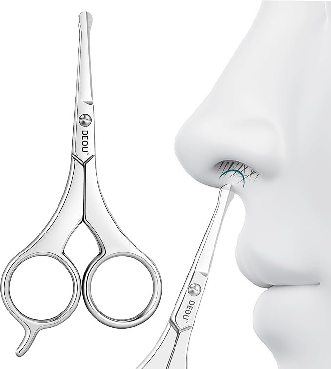 DEOU Nose Hair Trimmer - Paris Tower - Inspired Design with Tail Handle - Premium Stainless Steel - All - in - One Grooming & Multipurpose Shears - Safe, Hygienic & Portable